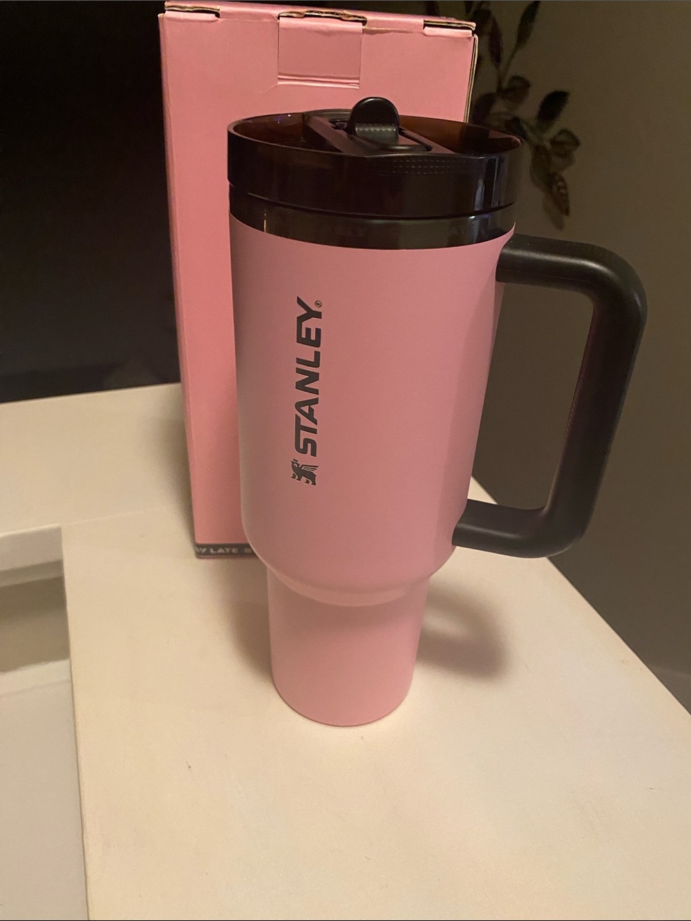 Stanley Pink Insulated Travel Mug with Handle and Flip Lid